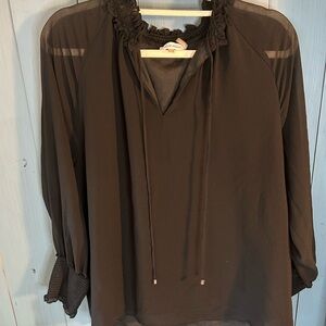 Calvin Klein Black Ruffled Blouse | Women’s Size XL